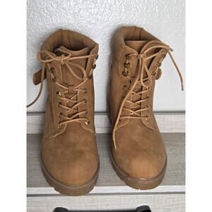 torrid Tan Lace-Up Combat Booties with Chunky Sole